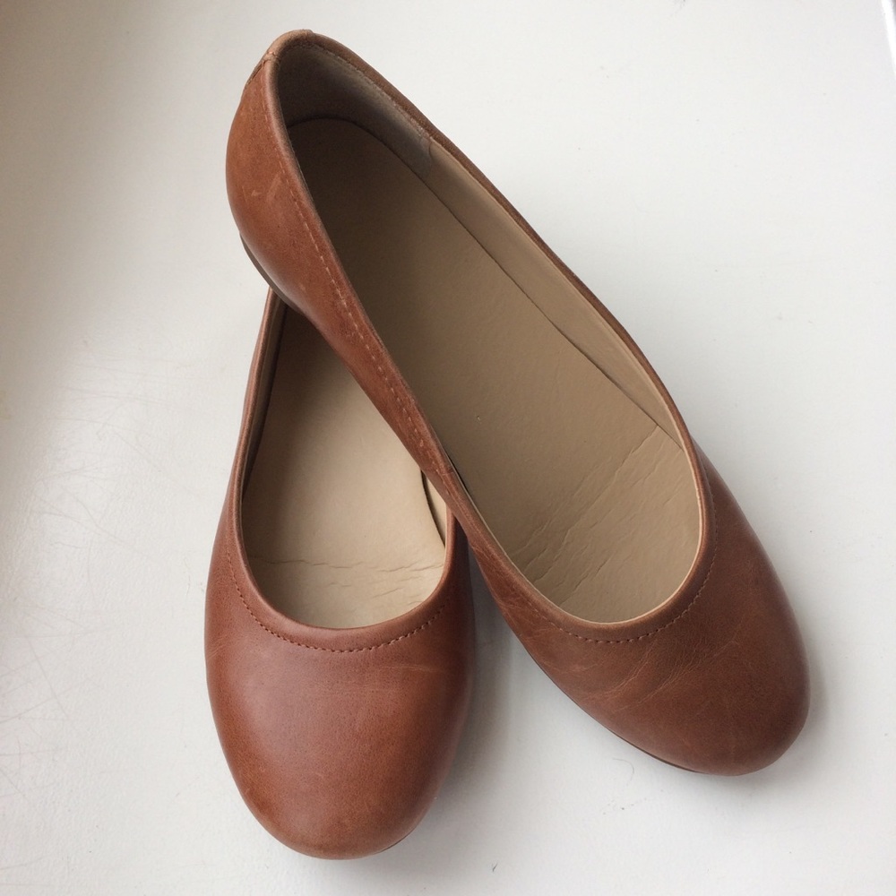 Lands End Brown Leather Ballet Flats